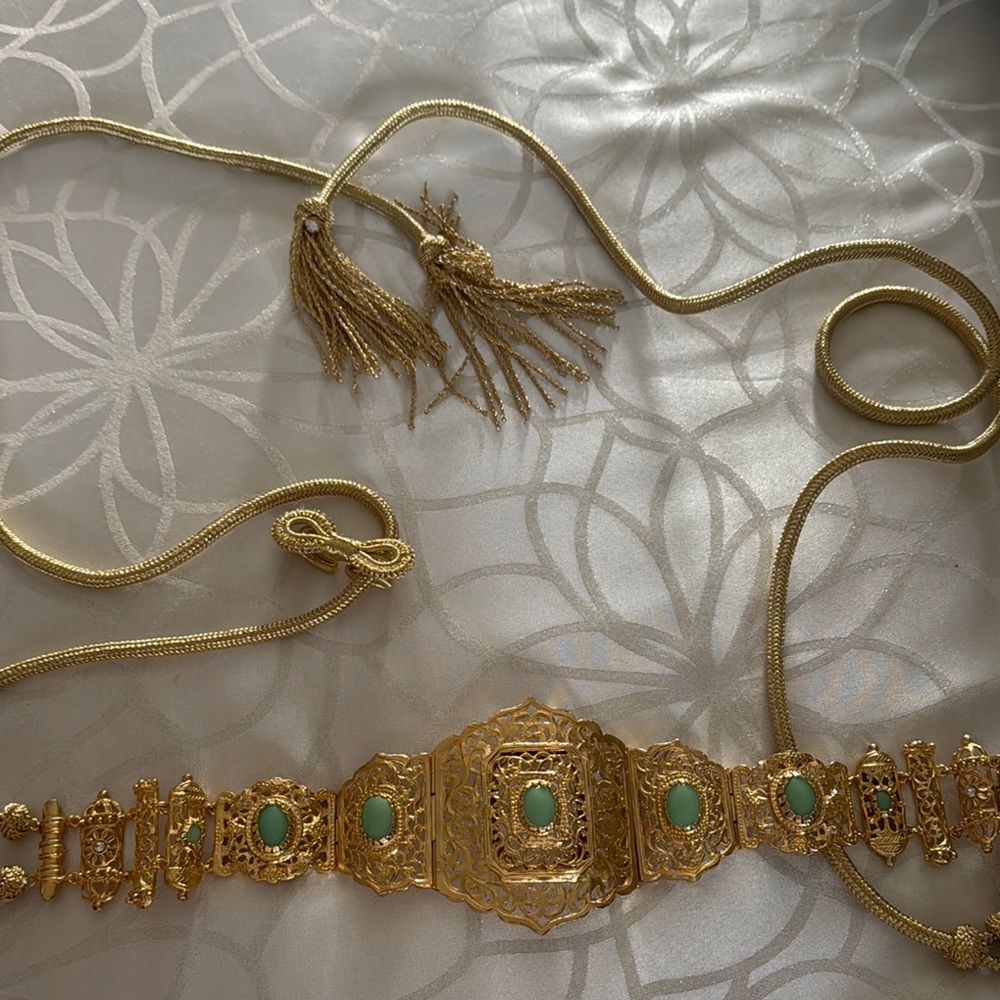 Gold and Green Ornate Belt